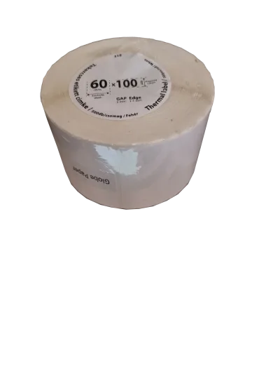 60*100mm címkét tartamazó 40mm belső corra tekercselt 500 lapot tartalmazó termék melynek GAP=2mm EDGE=1mm. A tekercs átmérője 103mm