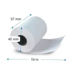 57*50 mm ( 48 gr) 14-17mm core 48 gr. 19 méter BANKKÁRTYA TERMINÁL ( POS) és PÉZTÁRGÉP szalag EGYEDI 20 ROLL/ DOBOZ kiszereléssel