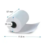 57*35 mm ( 55 gr) 14-17mm core 55 gr. 11,6 méter  BANKKÁRTYA TERMINÁL  ( POS) és PÉNZTÁRGÉP szalag EGYEDI 20 ROLL/ DOBOZ kiszereléssel