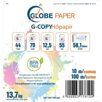 44*70mm ( 55 gr) 58,1 métert tartalmazó TAXAMÉTER szalag